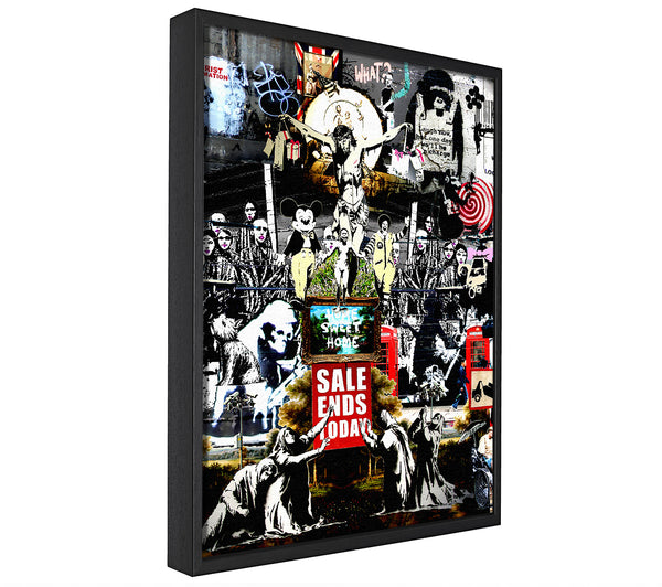 A picture of a Banksy Collage 3 framed canvas print sold by Wallart-Direct.co.uk