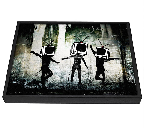 A picture of a Banksy Tv Kids framed canvas print sold by Wallart-Direct.co.uk