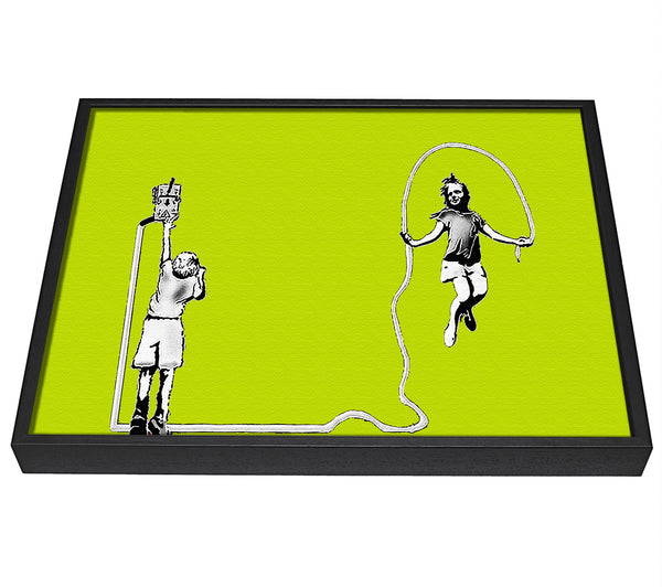 A picture of a Electric Skipping Rope Lime Green framed canvas print sold by Wallart-Direct.co.uk