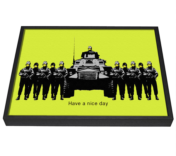 A picture of a Have A Nice Day Lime framed canvas print sold by Wallart-Direct.co.uk