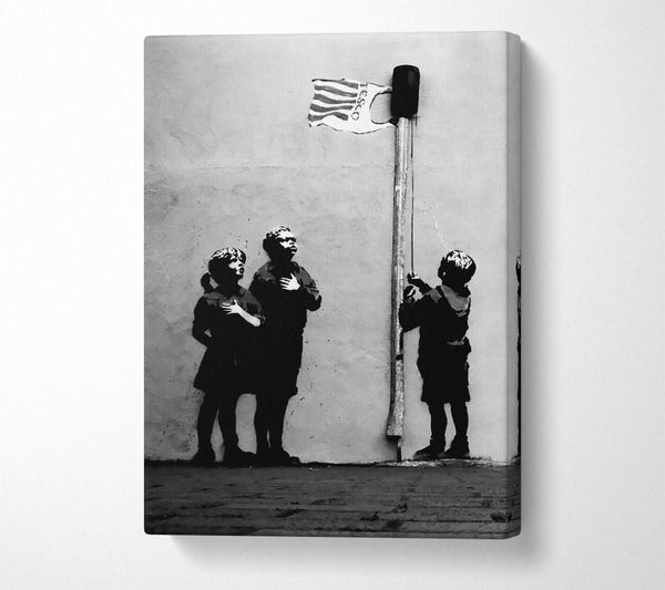 Banksy Homage To The Tesco Flag B N W