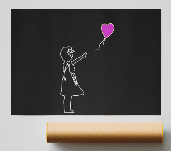 Banksy Love Balloon Black Pink