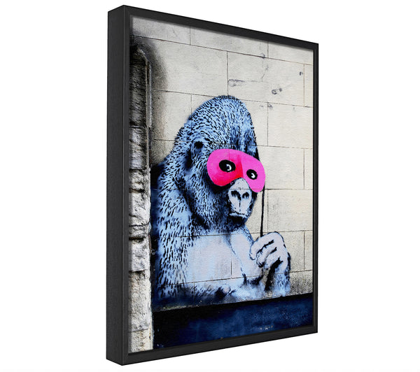 A picture of a Pink Gorilla Mask framed canvas print sold by Wallart-Direct.co.uk