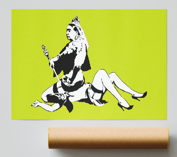 Banksy Queen Elizabeth Legs Lime