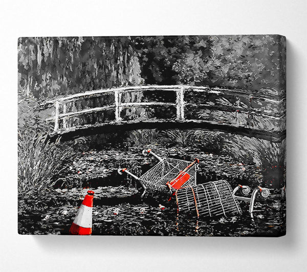 Banksy Waterlily Trash B N W Colour