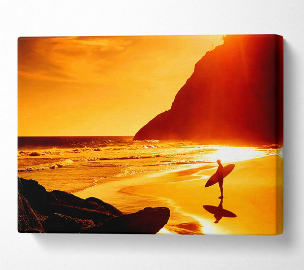 Surfer At Dawn Orange