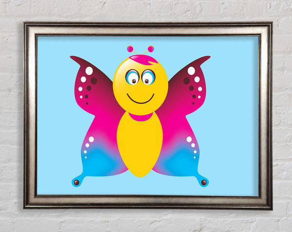 Butterfly Cartoon Face Baby Blue