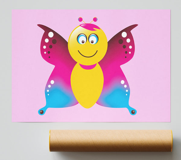 Butterfly Cartoon Face Pink