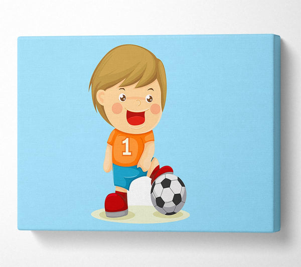 Footballer Standing On Ball Baby Blue