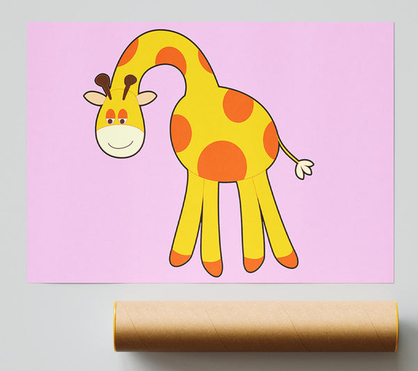 Funny Giraffe Looking Down Pink