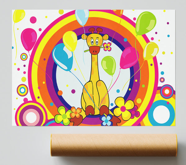 Giraffe Balloon Circles White