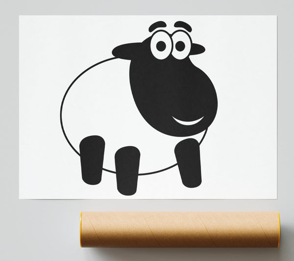 Happy Cartoon Sheep White