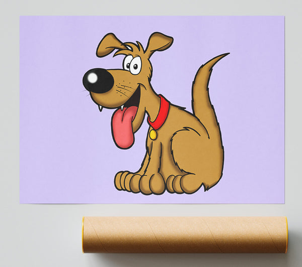 Happy Dog Cartoon With Tongue Out Lilac