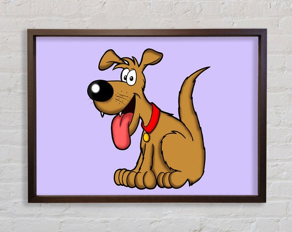 Happy Dog Cartoon With Tongue Out Lilac