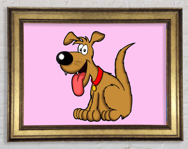 Happy Dog Cartoon With Tongue Out Pink