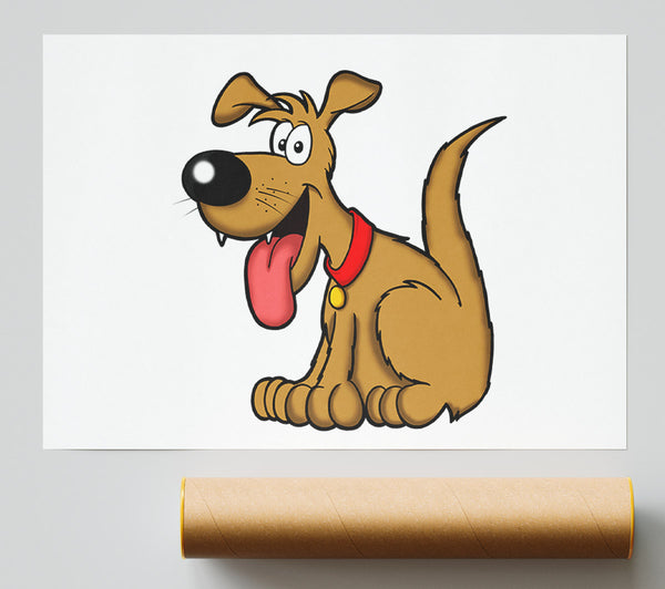 Happy Dog Cartoon With Tongue Out White