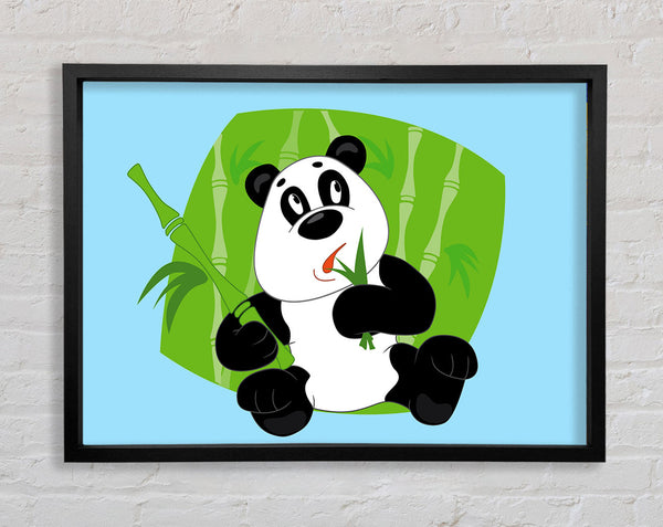 Panda Eating Bamboo Baby Blue