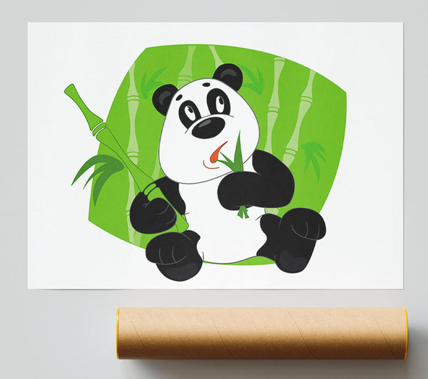 Panda Eating Bamboo White