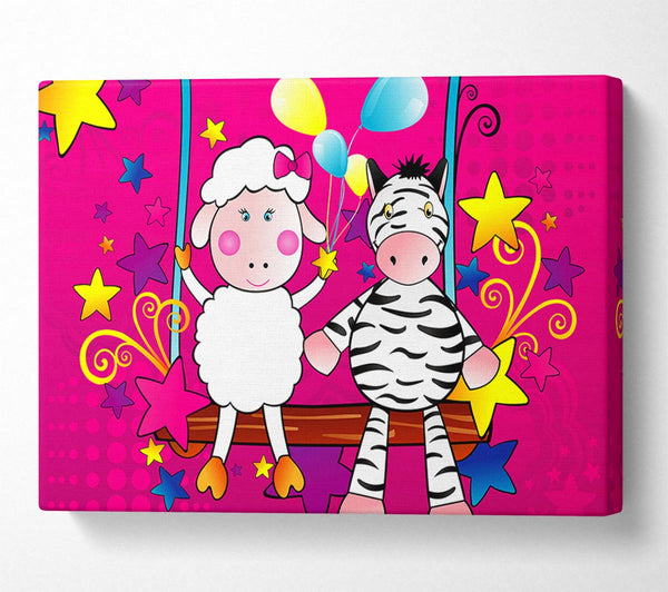 Sheep And Zebra On Swing Celebration White