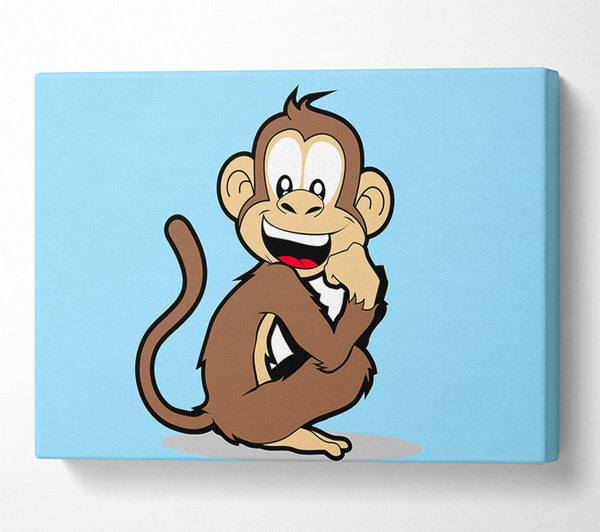 Sitting Monkey Smiling Baby Blue