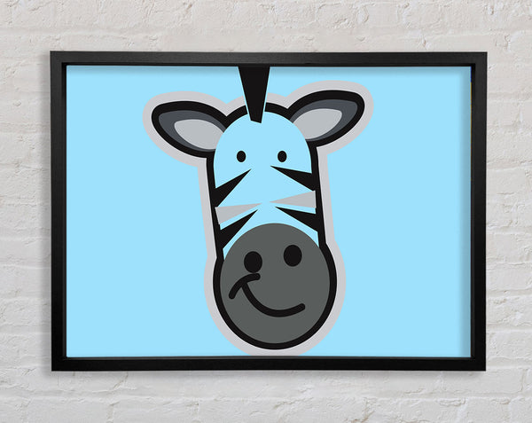 Smiling Zebra Face Baby Blue