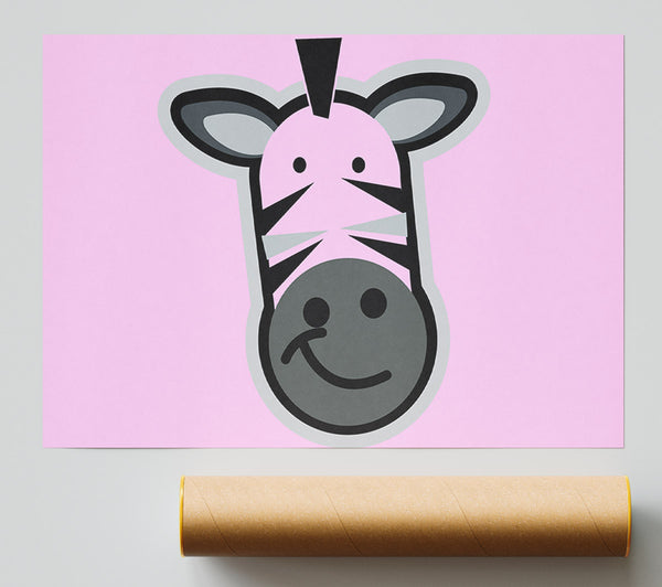 Smiling Zebra Face Pink