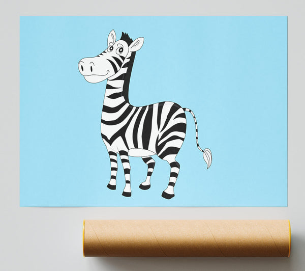 Standing Zebra Baby Blue