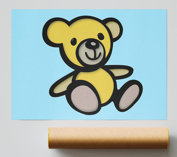 Teddy Bear Cartoon Baby Blue