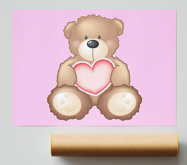 Teddy Bear Love Heart Pink