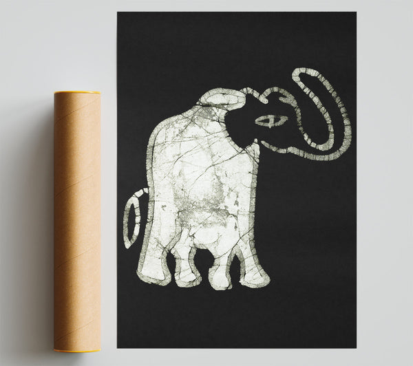 Native Elephant Art B N W