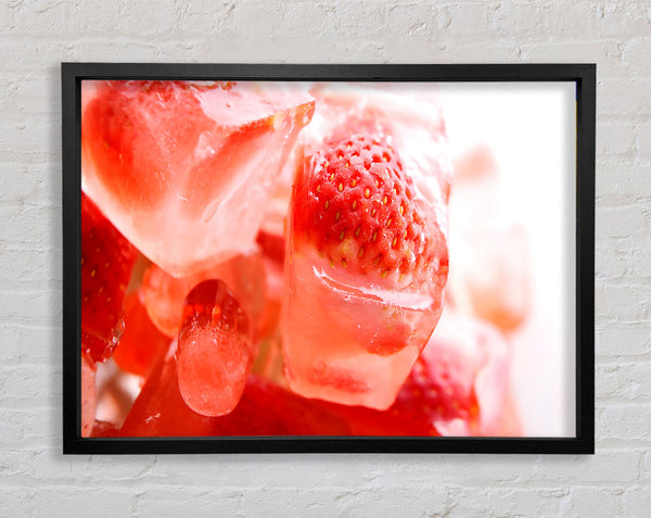 Strawberries On Ice Cubes