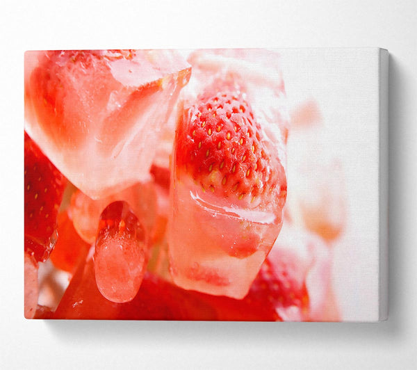 Strawberries On Ice Cubes