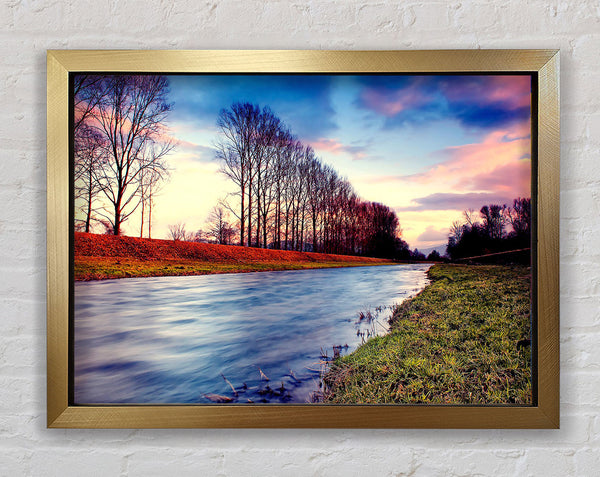 Countryside Stream At Sunset