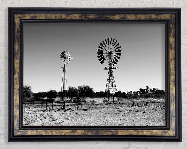 Windmills In The Desert B n W