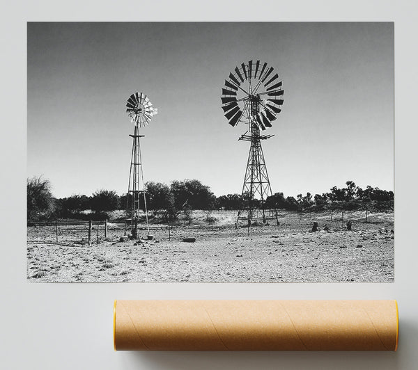 Windmills In The Desert B N W