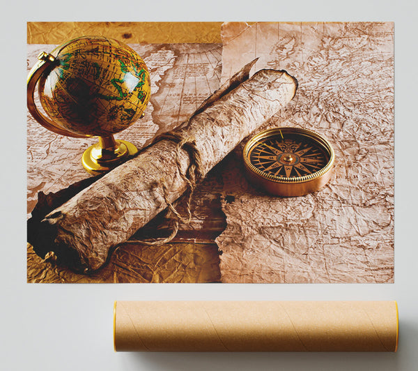 Old Maps And Compass With Globe