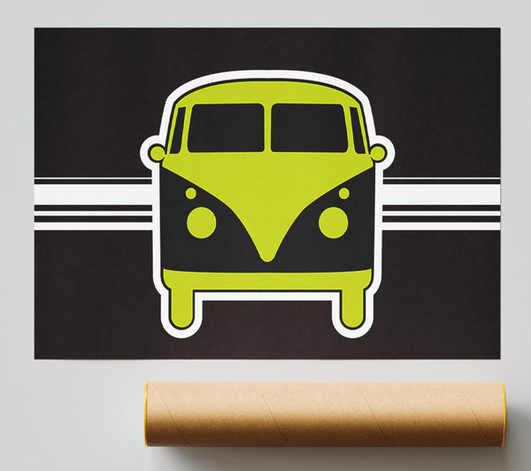 Retro Vw Camper Van Lime Green