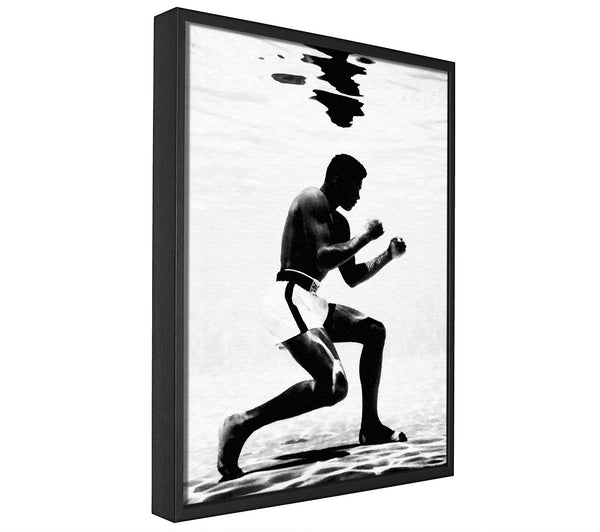 A picture of a Muhammad Ali Boxing Under Water framed canvas print sold by Wallart-Direct.co.uk