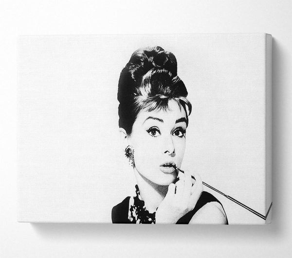 Audrey Hepburn Cigarette Pose White