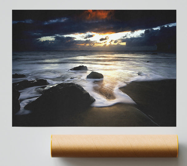 Beautiful Beach Ocean As Dawn Breaks