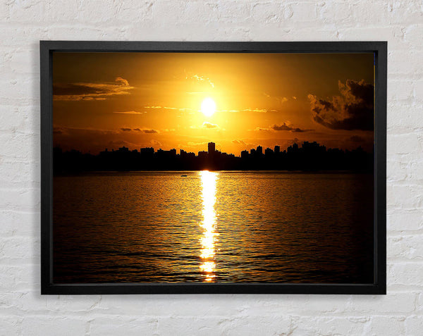 Sunset City Skyline Silhouette