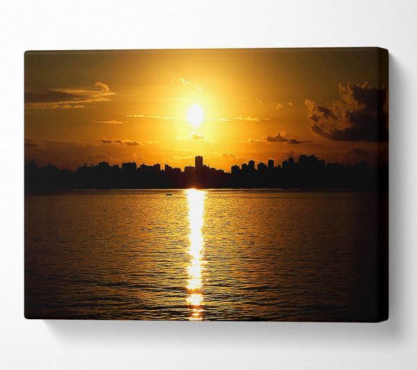 Sunset City Skyline Silhouette