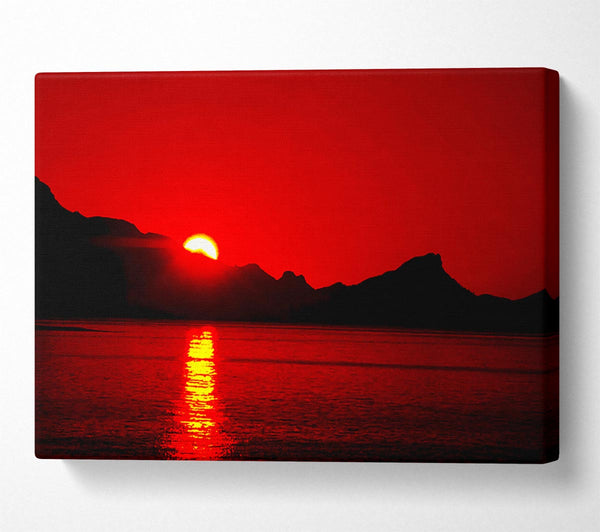 Vibrant Red Ocean Sunset