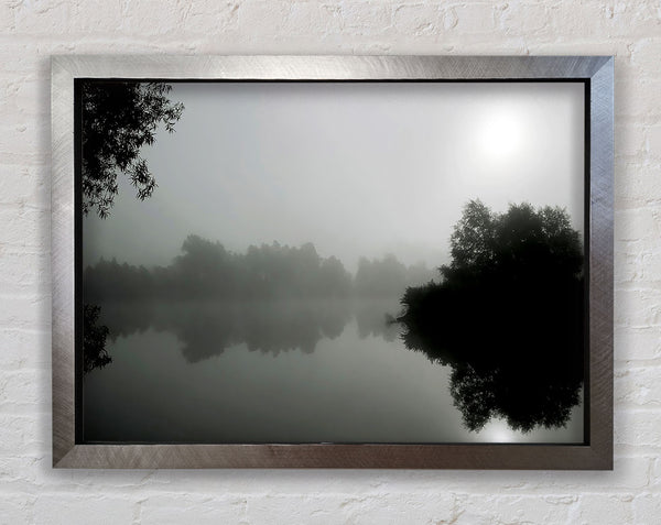 Misty Moonlit River B n W