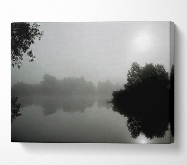 Misty Moonlit River B n W