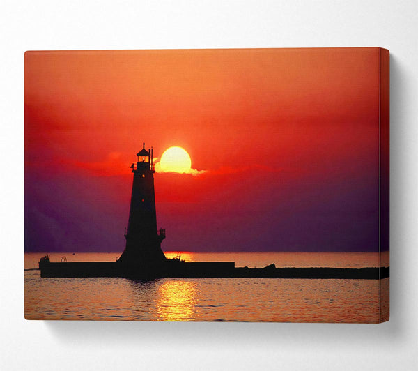 Lighthouse Sunset Red