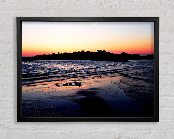 Sunset Behind The Ocean Rocks