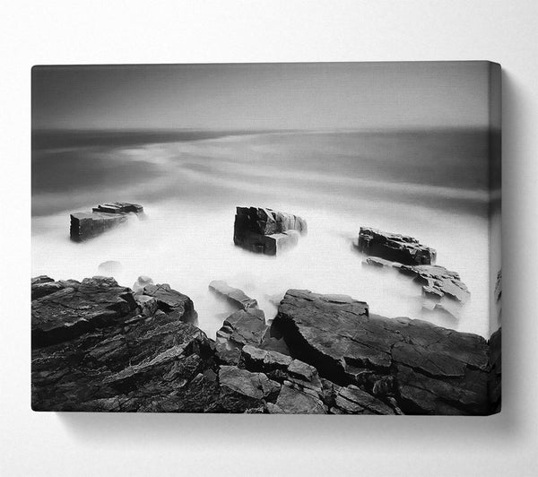 Surreal Ocean Rocks B n W