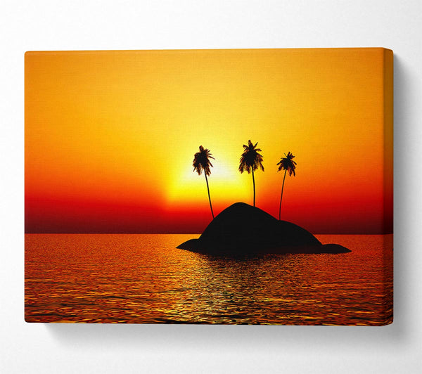 Palmtree Island At Sunset