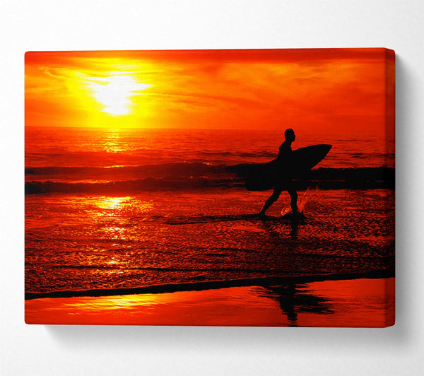 Surfers Stunning Orange Ocean